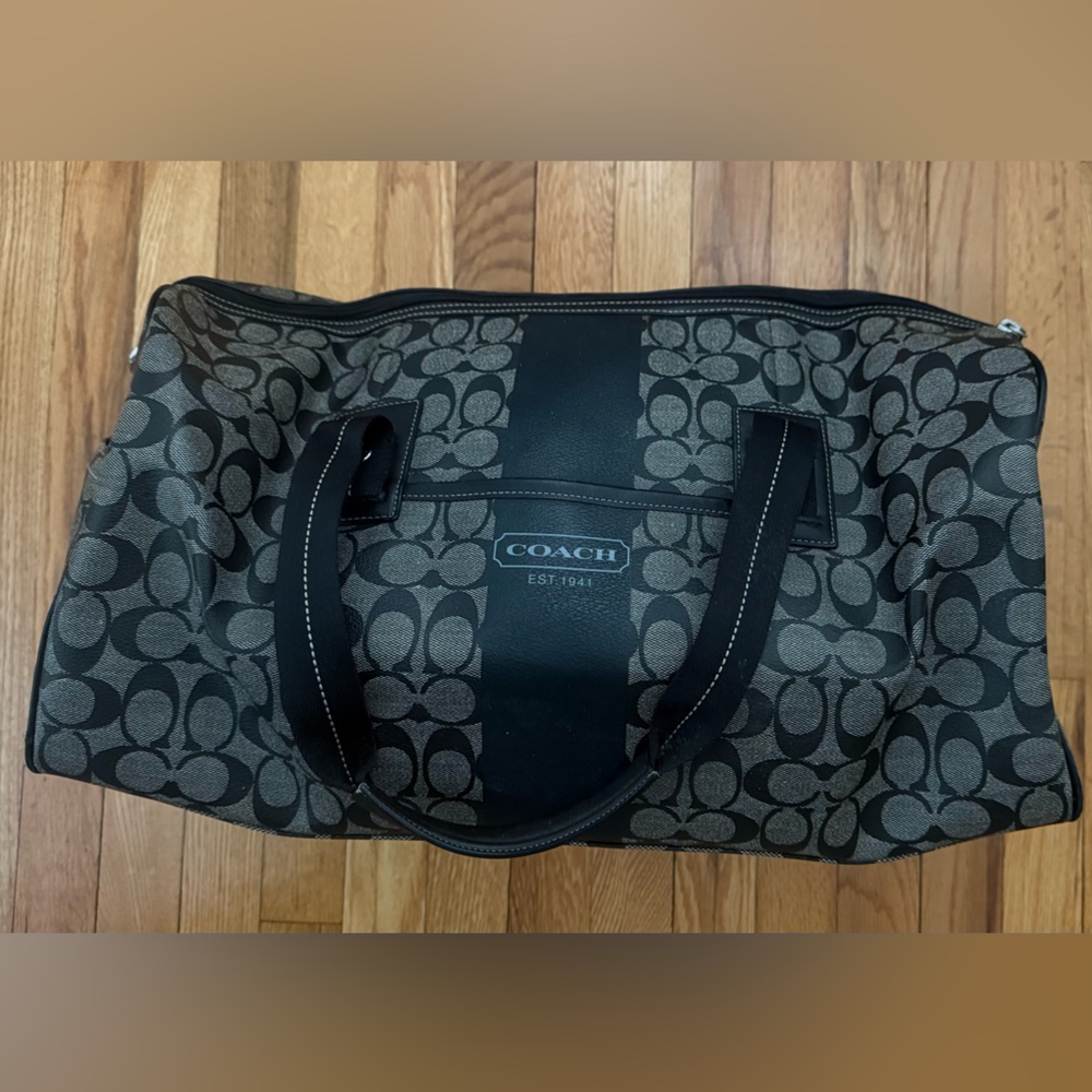 Coach Signature Black and Gray Duffel Bag